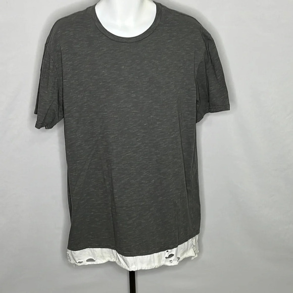 Pacsun Longer Fit Short Sleeve Distressed Hem T Shirt in Gray - Size Large - Picture 1 of 7